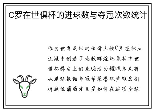 C罗在世俱杯的进球数与夺冠次数统计